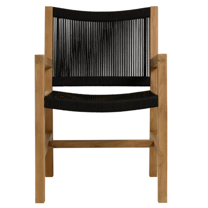 Vienna 3-Piece Outdoor Patio Teak and Rope Dining Set with Armchairs by Furniture For America