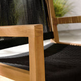 Nova Outdoor Patio Teak and Rope Dining Armchairs Set of 2 in Natural Black