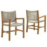 Nova Outdoor Patio Teak and Rope Dining Armchairs Set of 2 in Natural Natural