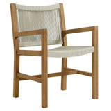 Nova 3-Piece Outdoor Patio Teak and Rope Armchairs with Folding Side Table in Natural Natural
