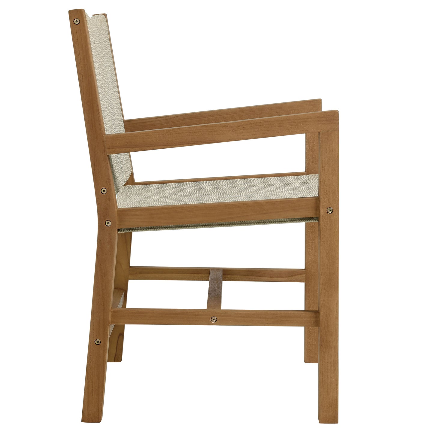 Nova 3-Piece Outdoor Patio Teak and Rope Armchairs with Folding Side Table in Natural Natural