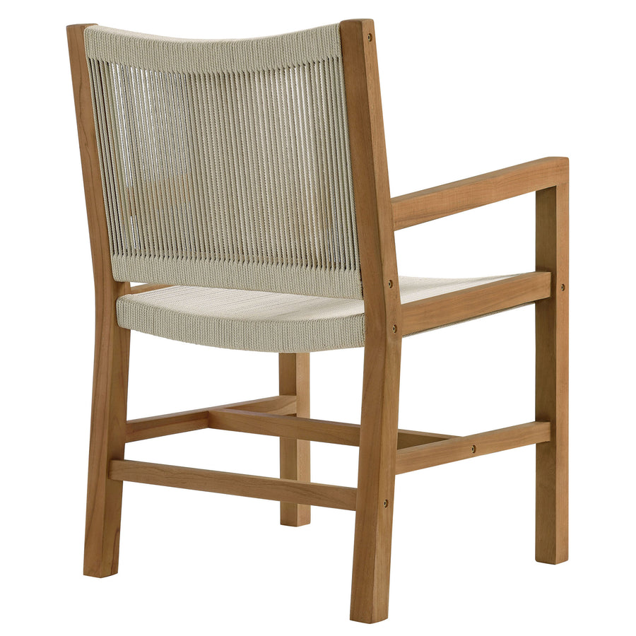 Nova Outdoor Patio Teak and Rope Dining Armchairs Set of 2 in Natural Natural