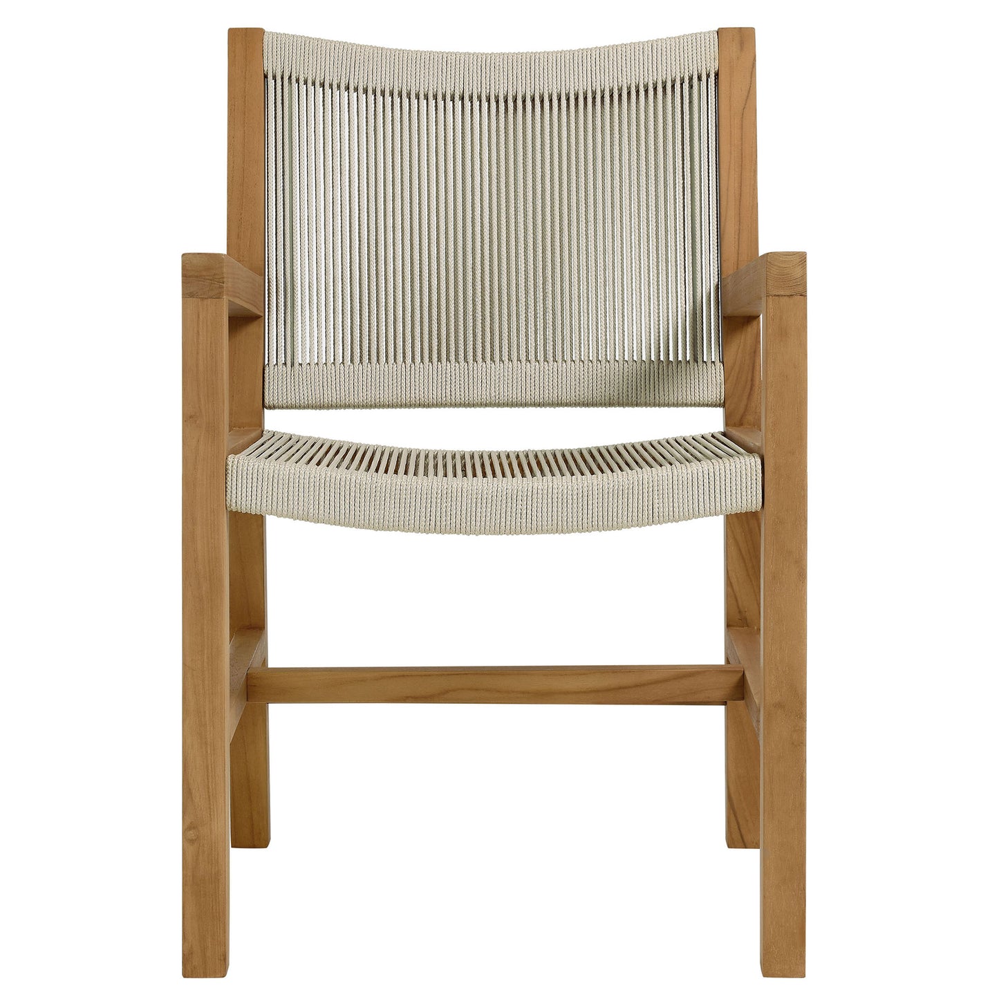 Nova 5-Piece Outdoor Patio Teak and Rope Dining Set with Armchairs in Natural Natural