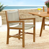 Nova Outdoor Patio Teak and Rope Dining Armchairs Set of 2 in Natural Natural