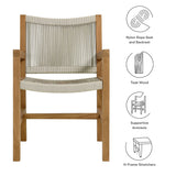 Nova Outdoor Patio Teak and Rope Dining Armchairs Set of 2 in Natural Natural