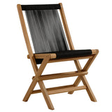 Nova Outdoor Patio Teak and Rope Folding Chairs Set of 4 in Natural Black