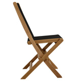 Nova Outdoor Patio Teak and Rope Folding Chairs Set of 4 in Natural Black