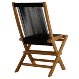 Nova Outdoor Patio Teak and Rope Folding Chairs Set of 4 in Natural Black