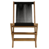 Nova Outdoor Patio Teak and Rope Folding Chairs Set of 4 in Natural Black