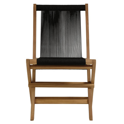 Vienna 5-Piece Outdoor Patio Teak Wood Dining Set with Rope Folding Chairs by Furniture For America