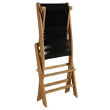 Nova Outdoor Patio Teak and Rope Folding Chairs Set of 4 in Natural Black