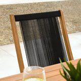 Nova Outdoor Patio Teak and Rope Folding Chairs Set of 4 in Natural Black