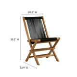 Nova Outdoor Patio Teak and Rope Folding Chairs Set of 4 in Natural Black