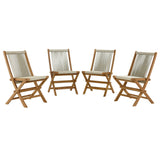 Nova Outdoor Patio Teak and Rope Folding Chairs Set of 4 in Natural Natural