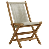 Nova Outdoor Patio Teak and Rope Folding Chairs Set of 4 in Natural Natural