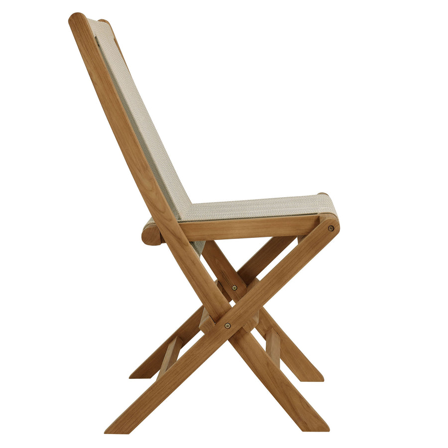 Nova Outdoor Patio Teak and Rope Folding Chairs Set of 4 in Natural Natural