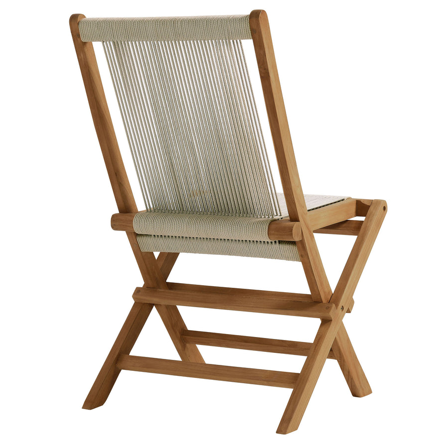 Nova Outdoor Patio Teak and Rope Folding Chairs Set of 4 in Natural Natural