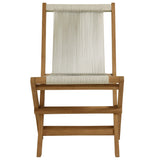Nova Outdoor Patio Teak and Rope Folding Chairs Set of 4 in Natural Natural