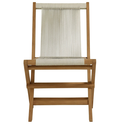 Vienna Outdoor Patio Teak and Rope Folding Chairs Set of 4 by Furniture For America