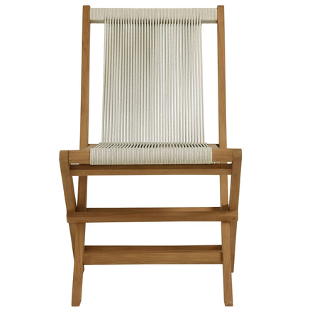 Vienna Outdoor Patio Teak and Rope Folding Chairs Set of 4 in Natural Natural