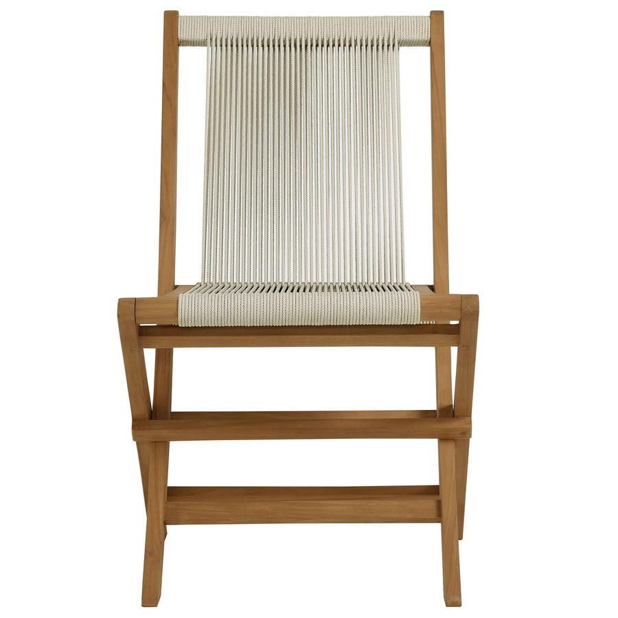 Nova Outdoor Patio Teak and Rope Folding Chairs Set of 4 in Natural Natural