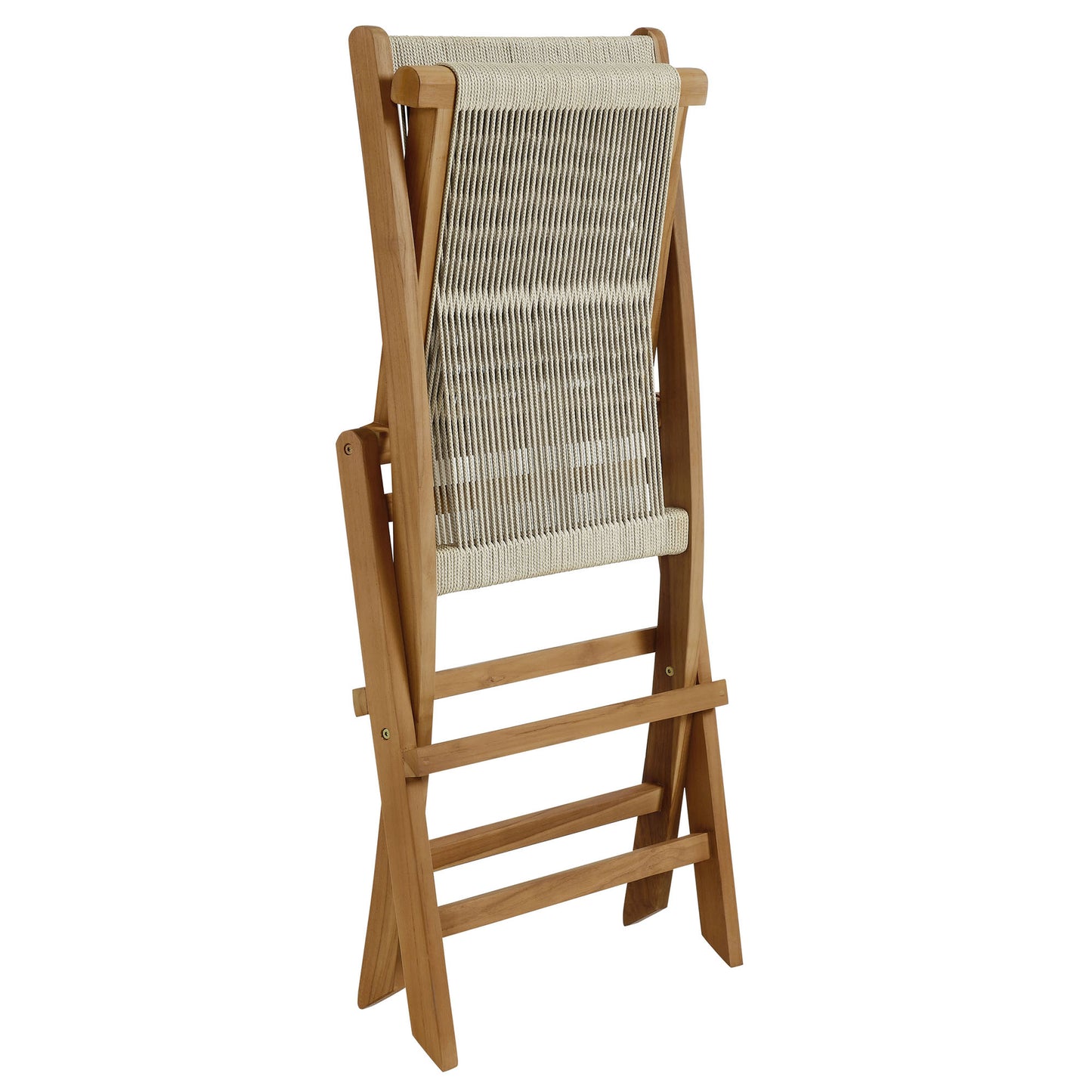 Vienna Outdoor Patio Teak and Rope Folding Chairs Set of 4 by Furniture For America