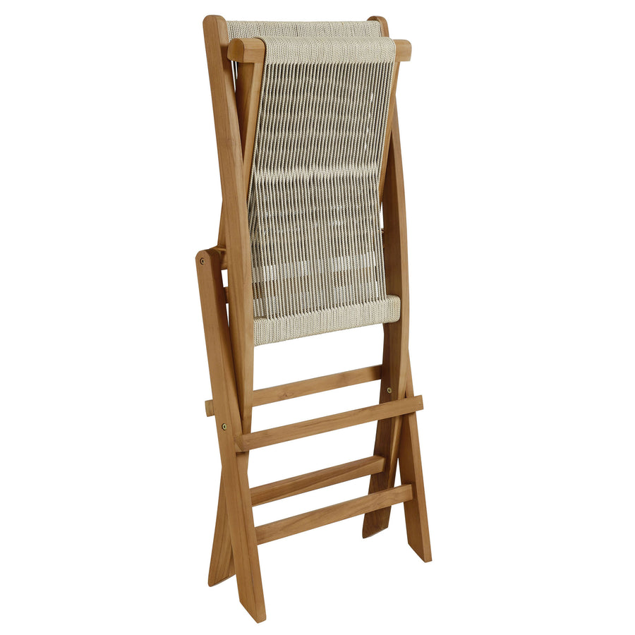 Nova Outdoor Patio Teak and Rope Folding Chairs Set of 4 in Natural Natural