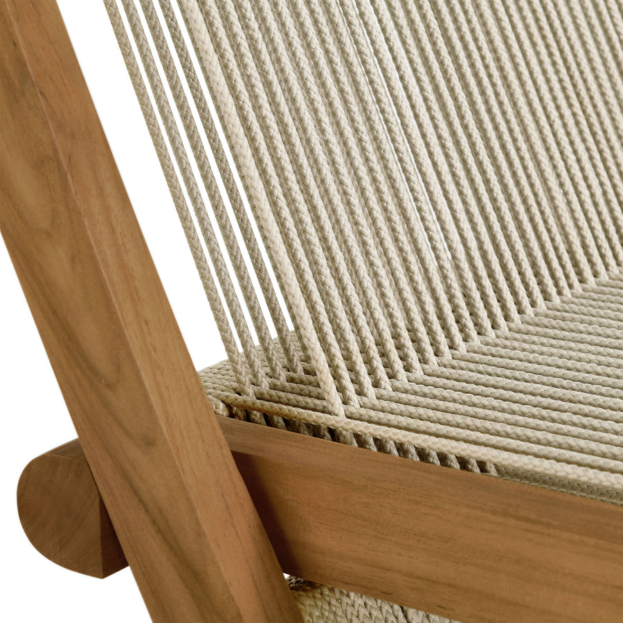 Nova Outdoor Patio Teak and Rope Folding Chairs Set of 4 in Natural Natural