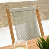 Nova Outdoor Patio Teak and Rope Folding Chairs Set of 4 in Natural Natural