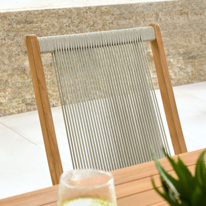 Vienna Outdoor Patio Teak and Rope Folding Chairs Set of 4 by Furniture For America