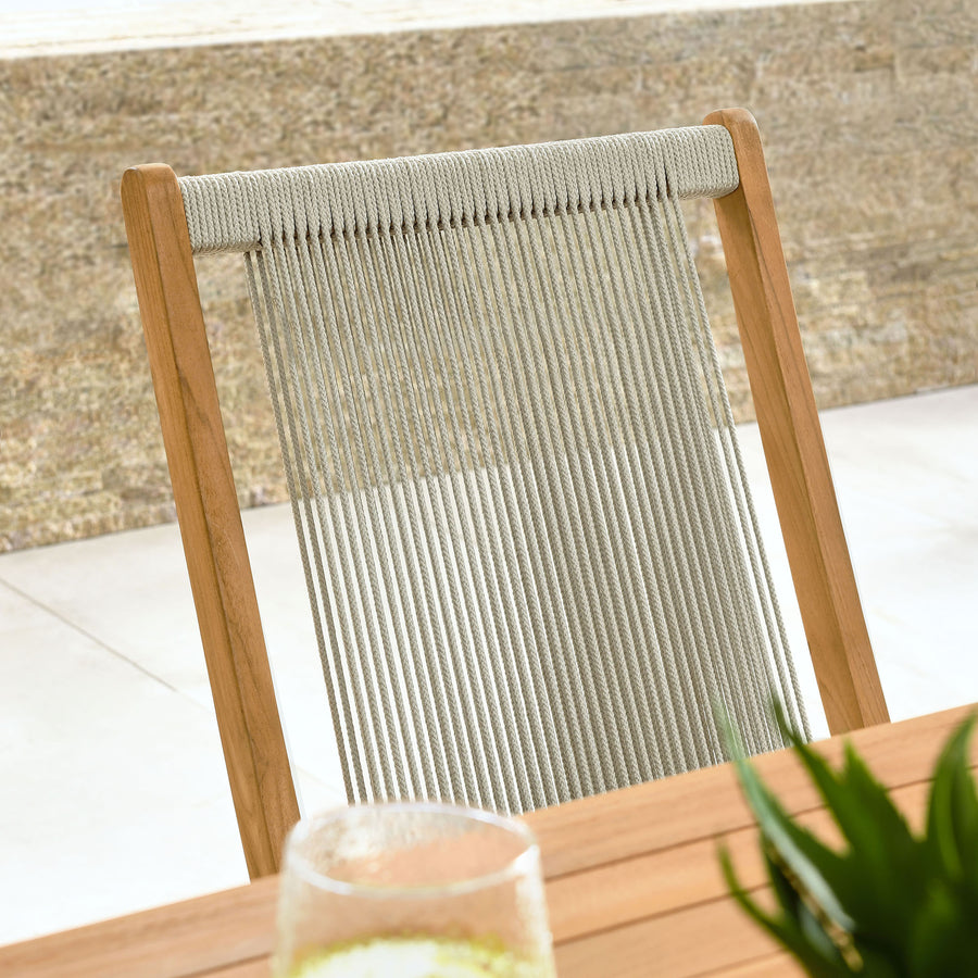 Nova Outdoor Patio Teak and Rope Folding Chairs Set of 4 in Natural Natural