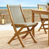 Nova Outdoor Patio Teak and Rope Folding Chairs Set of 4 in Natural Natural