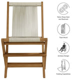 Nova Outdoor Patio Teak and Rope Folding Chairs Set of 4 in Natural Natural