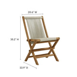 Nova Outdoor Patio Teak and Rope Folding Chairs Set of 4 in Natural Natural