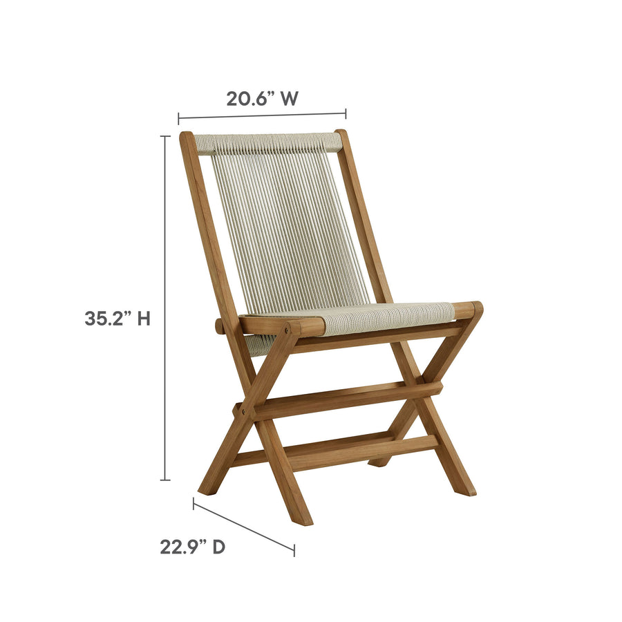 Nova Outdoor Patio Teak and Rope Folding Chairs Set of 4 in Natural Natural