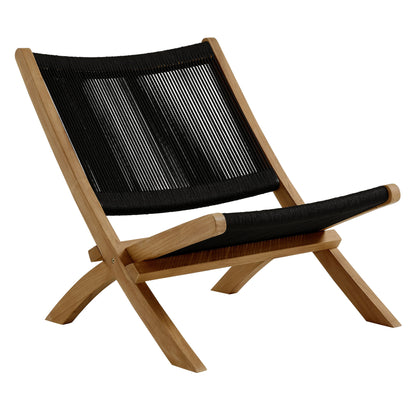 Vienna 3-Piece Outdoor Patio Teak and Rope Folding Lounge Chairs and Side Table by Furniture for America