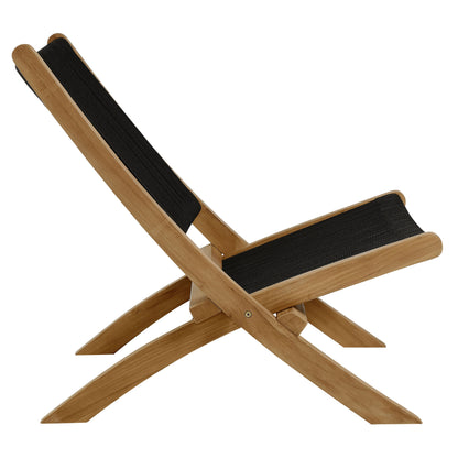 Vienna 3-Piece Outdoor Patio Teak and Rope Folding Lounge Chairs and Side Table by Furniture for America
