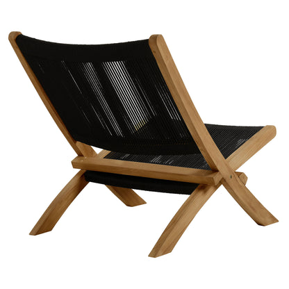 Vienna Outdoor Patio Teak and Rope Folding Accent Lounge Chair by Furniture for America
