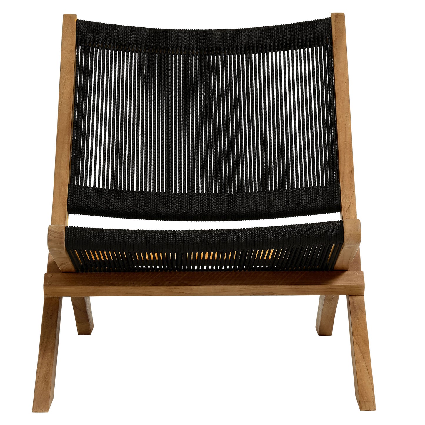 Vienna Outdoor Patio Teak and Rope Folding Accent Lounge Chair by Furniture for America