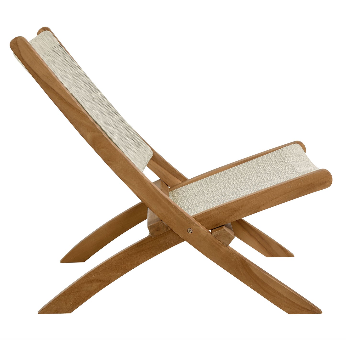 Vienna Outdoor Patio Teak and Rope Folding Accent Lounge Chair by Furniture for America