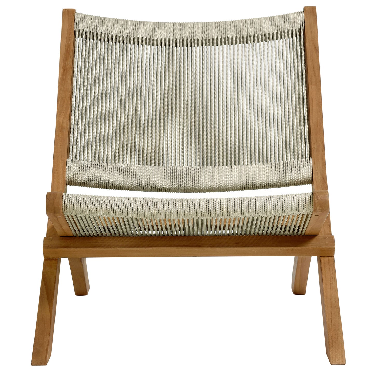 Vienna Outdoor Patio Teak and Rope Folding Accent Lounge Chair by Furniture for America