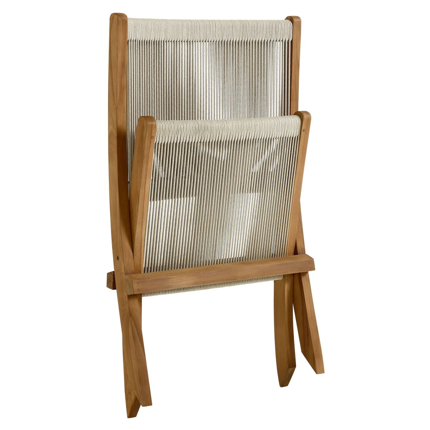Vienna Outdoor Patio Teak and Rope Folding Accent Lounge Chair by Furniture for America