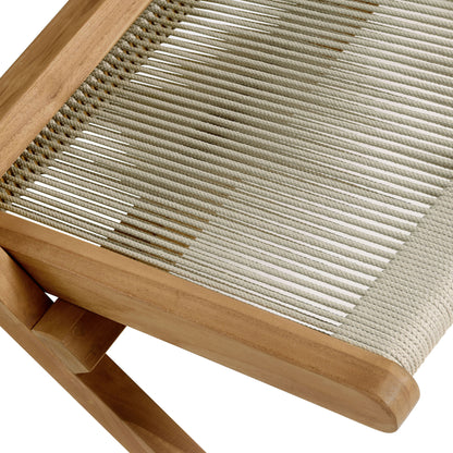 Vienna Outdoor Patio Teak and Rope Folding Accent Lounge Chair by Furniture for America