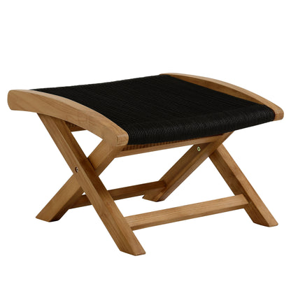 Vienna Outdoor Patio Teak and Rope Folding Ottoman by Furniture For America