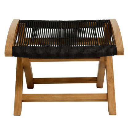 Vienna Outdoor Patio Teak and Rope Folding Ottoman by Furniture For America