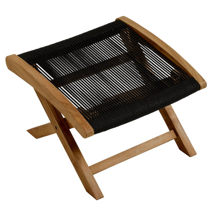 Vienna Outdoor Patio Teak and Rope Folding Ottoman by Furniture For America