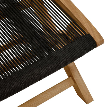 Vienna Outdoor Patio Teak and Rope Folding Ottoman by Furniture For America