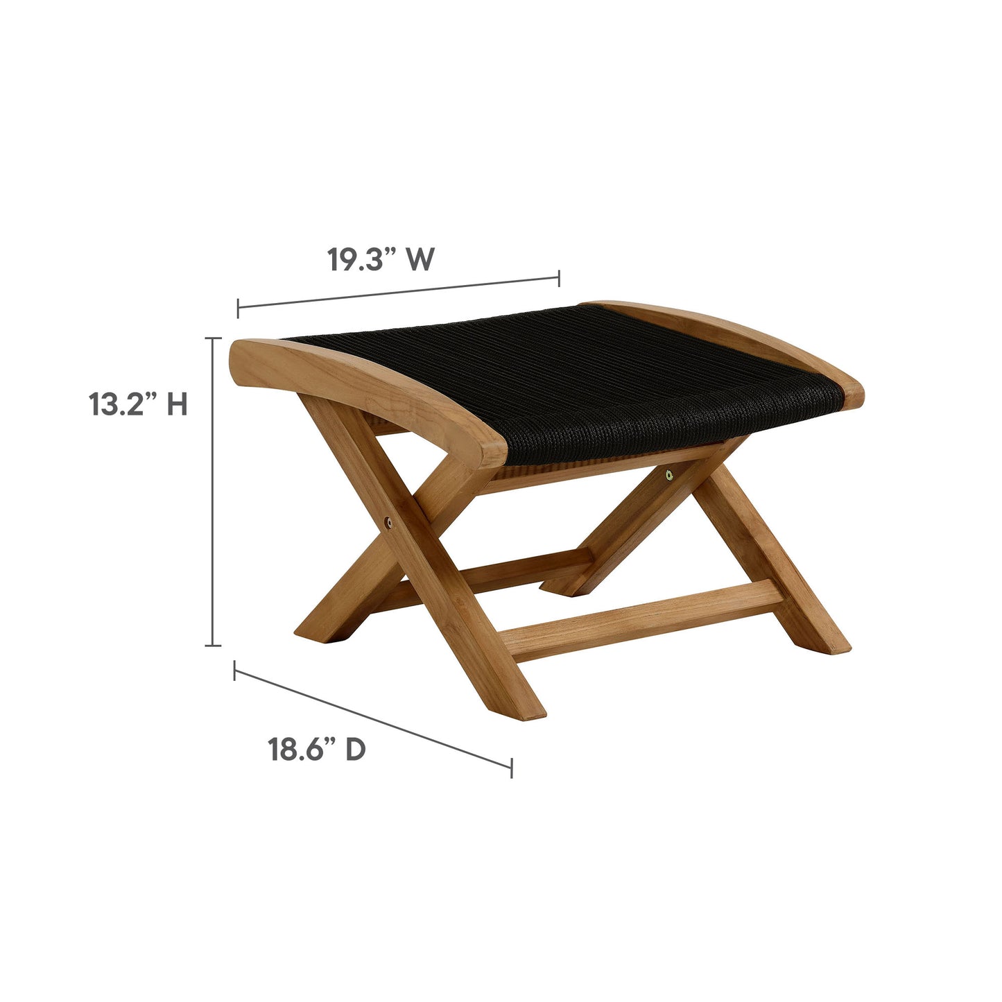 Vienna Outdoor Patio Teak and Rope Folding Ottoman by Furniture For America