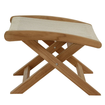 Vienna 2-Piece Outdoor Patio Teak and Rope Folding Accent Lounge Chair and Ottoman Set by Furniture for America