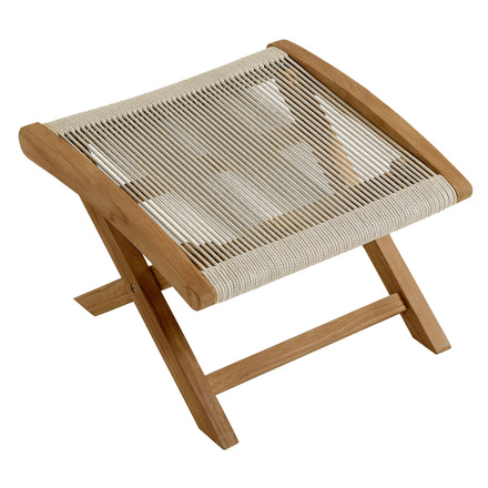 Vienna Outdoor Patio Teak and Rope Folding Ottoman in Natural Natural